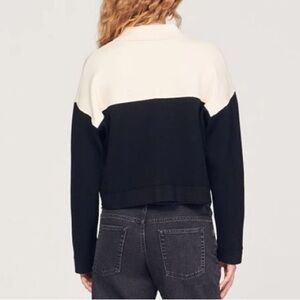 Sandro Killim Cropped Cardigan (Black and White, Size XS)